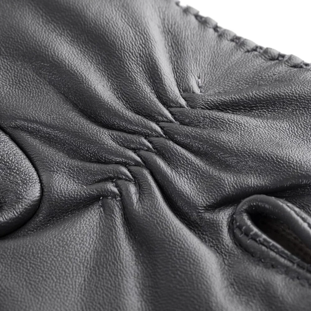 Women's Genuine Sheepskin Leather Gloves Winter Warm  Driving Dress Gloves Grey